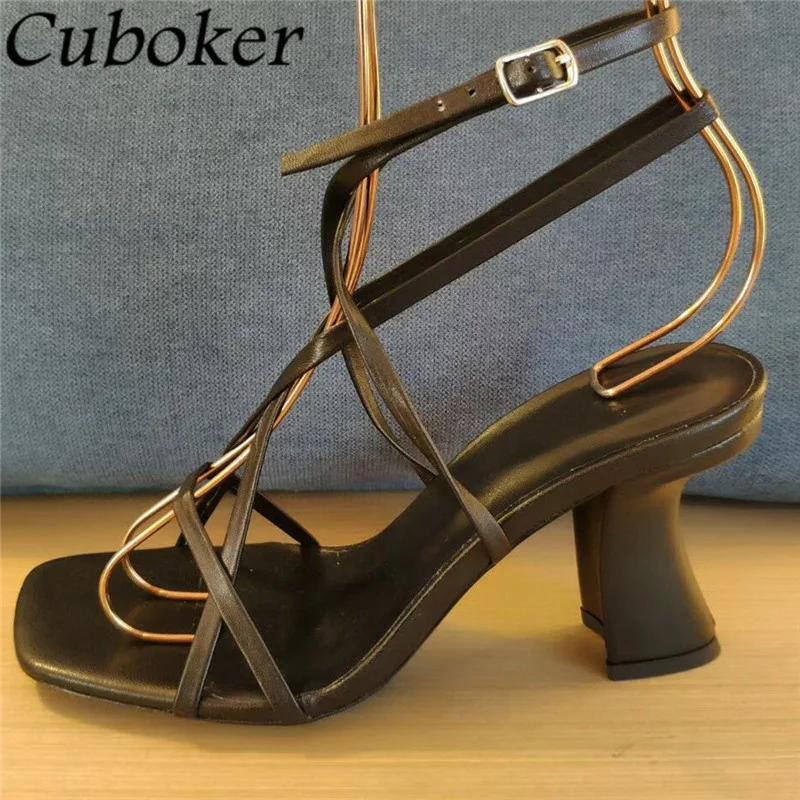 Genuine Leather Strappy High Heel Sandals Women Shoes Buckle Strap Chunky Heels For Women Sexy Party Wedding Shoes Femme Summer
Genuine Leather Strappy High Heel Sandals Women Shoes Buckle Strap Chunky Heels For Women Sexy Party Wedding Shoes Femme Summer