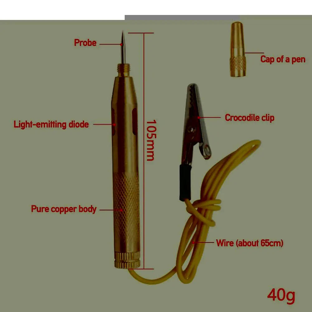 Vehicle voltage test pen Copper test pen 6V12V24V car test detector, pen repair system test Reflector pen induction F7J7
Vehicle voltage test pen Copper test pen 6V12V24V car test detector, pen repair system test Reflector pen induction F7J7