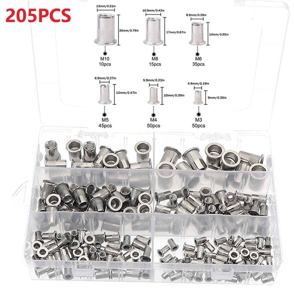 205Pcs Rivet Nuts Aluminum Rivetnuts Blind Set Nutserts Threaded Insert Nutsert Cap Flat Head Rivet Nuts M3 M4 M5 M6 M8 M10
205Pcs Rivet Nuts Aluminum Rivetnuts Blind Set Nutserts Threaded Insert Nutsert Cap Flat Head Rivet Nuts M3 M4 M5 M6 M8 M10