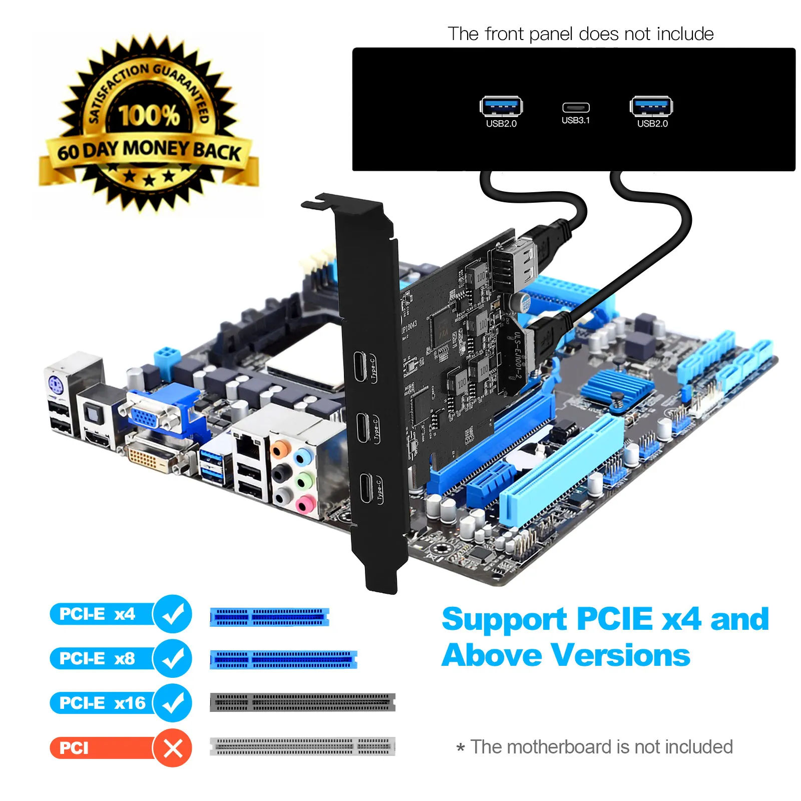 PCI-e-USB 3 2 Gen 5 портов с полосой пропускания 20 Гбит/с 3xusb C 1xA-Key 20-контактный разъем для