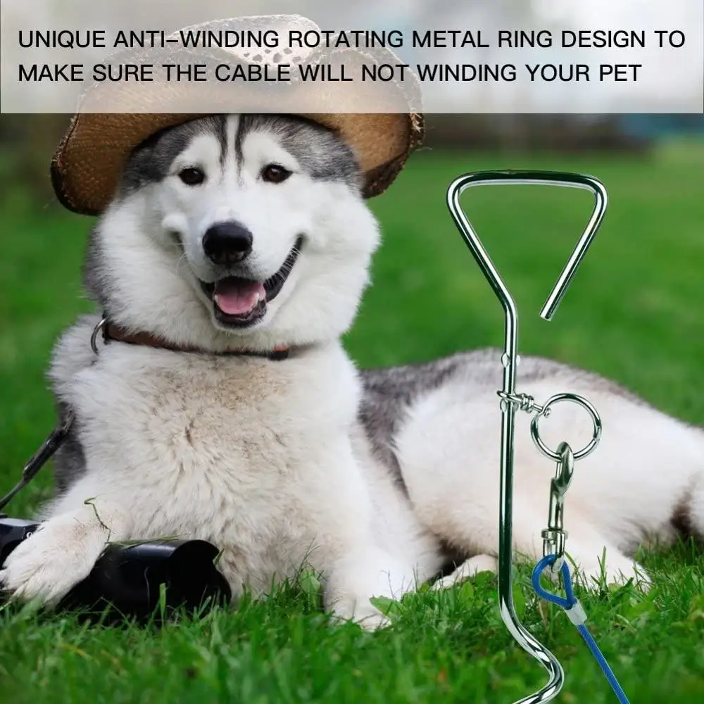 Pet Dog Tie-Out Cable Heavy Duty Dogs Chain Leashes Outdoor Lead Belt for Dogs Camping Training with 18" Spiral Ground
Pet Dog Tie-Out Cable Heavy Duty Dogs Chain Leashes Outdoor Lead Belt for Dogs Camping Training with 18" Spiral Ground