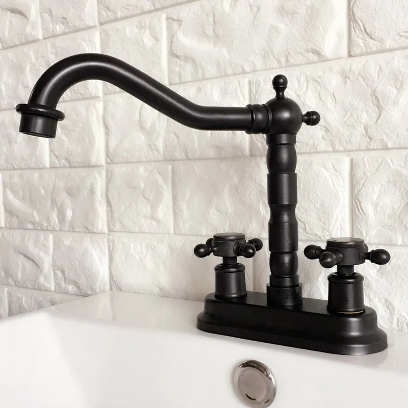 Черный тосканская бронза 4 "centerset для ванной комнаты поворотный кран раковины