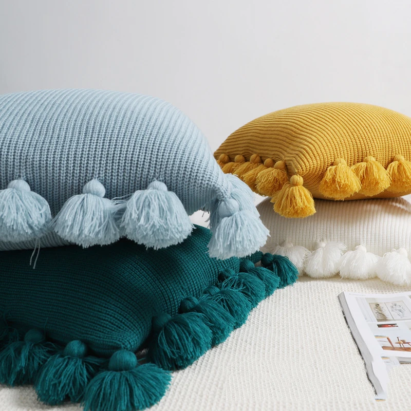 Pure Color Big Hanging Fringe Wool Knitted Pillowcase Crochet Tassel Cushion Nordic Style Retro Sofa Decorative Throw Pillowcase
Pure Color Big Hanging Fringe Wool Knitted Pillowcase Crochet Tassel Cushion Nordic Style Retro Sofa Decorative Throw Pillowcase
