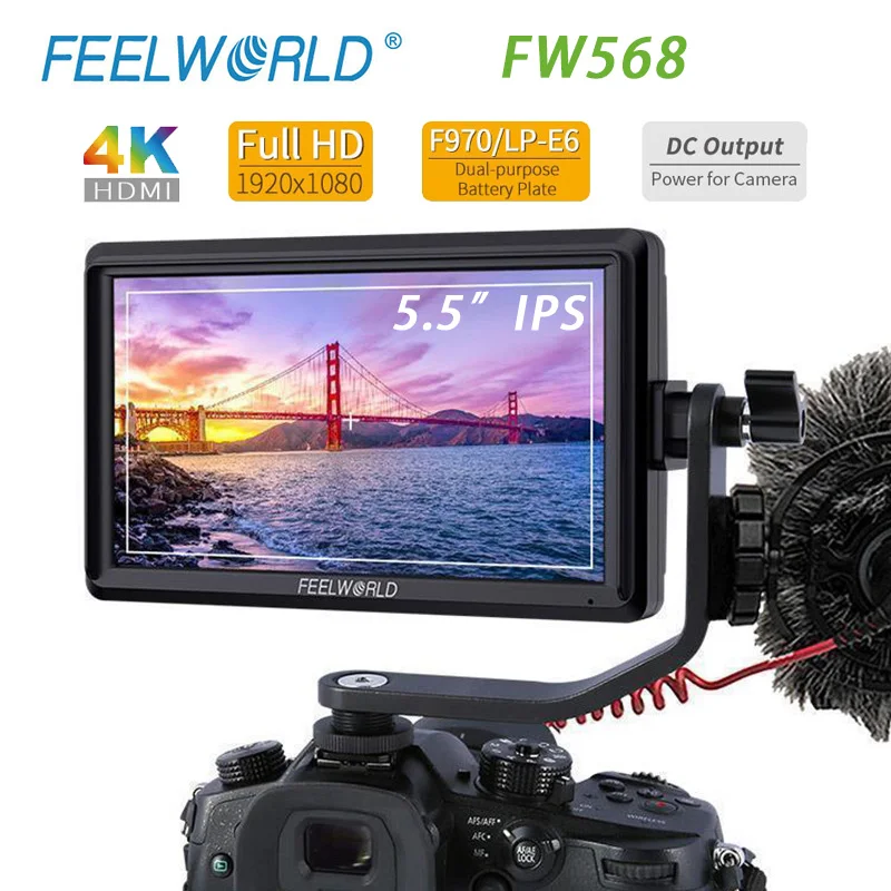 Монитор для камеры FEELWORLD FW568, 5,5 дюйма, 4K, HDMI, IPS, Full HD, 1920x1080
Монитор для камеры FEELWORLD FW568, 5,5 дюйма, 4K, HDMI, IPS, Full HD, 1920x1080