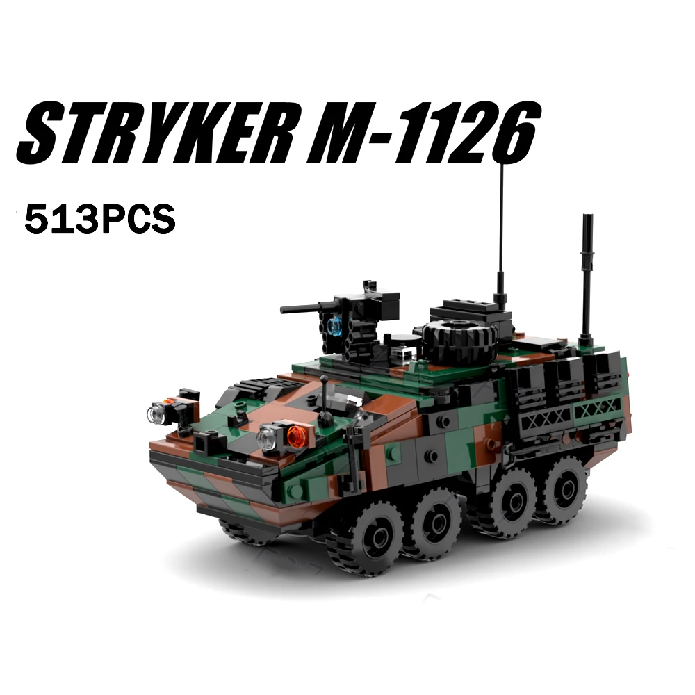 Creator MOC Military Building Block US Army Stryker Armored Enemy Vehicle diy bricks toys World War II 2 Chariot Model
Creator MOC Military Building Block US Army Stryker Armored Enemy Vehicle diy bricks toys World War II 2 Chariot Model