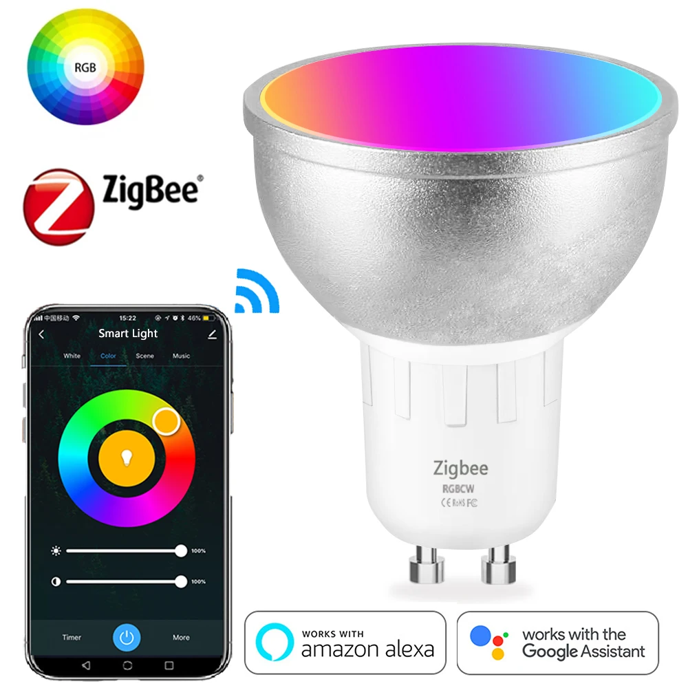 Zigbee Smart Home LED Bulb Spot Light Lamp 6W GU10 RGBCW for Tuya Smart Life Works with Alexa Google Assistant
Zigbee Smart Home LED Bulb Spot Light Lamp 6W GU10 RGBCW for Tuya Smart Life Works with Alexa Google Assistant