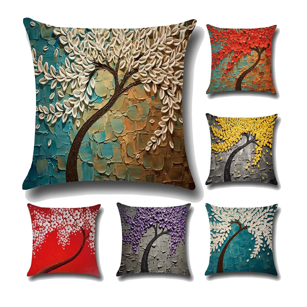 45*45CM 3D Oil Painting Trees Flowers Pillow Cover Cherry Blossom Blooming printing Pillowcase Modern Painted Cushions Cover
45*45CM 3D Oil Painting Trees Flowers Pillow Cover Cherry Blossom Blooming printing Pillowcase Modern Painted Cushions Cover