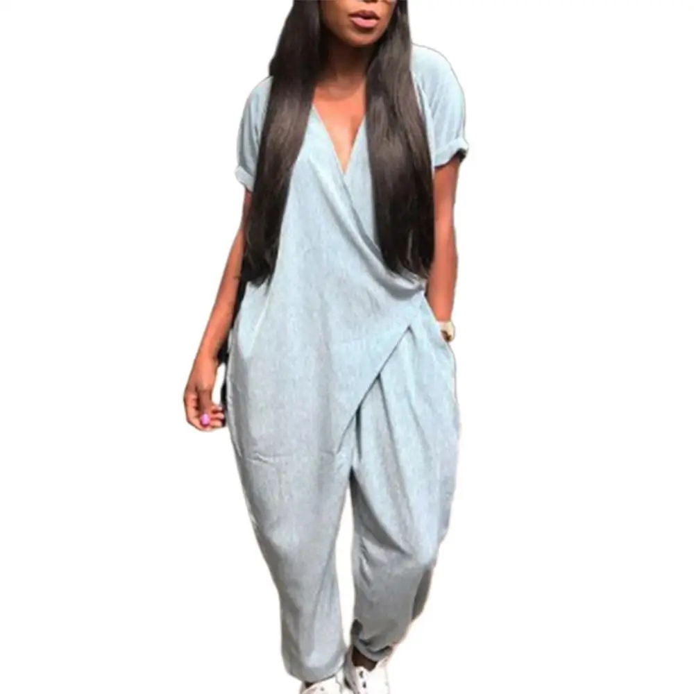 Plus Size 2XL Women Solid Color Short Sleeve Front Wrapped V Neck Ankle Tied Loose Jumpsuit jumpsuits body femme clothes vintage
Plus Size 2XL Women Solid Color Short Sleeve Front Wrapped V Neck Ankle Tied Loose Jumpsuit jumpsuits body femme clothes vintage