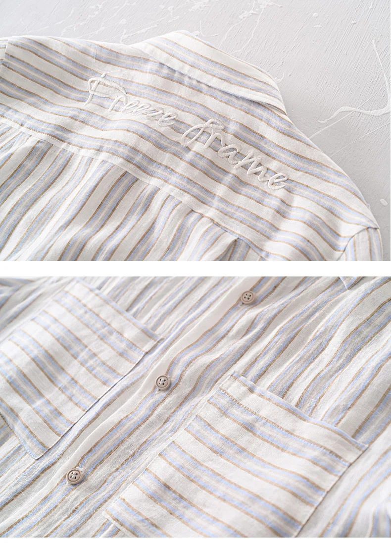 2021 men's long sleeve striped with pocketsn 100% pure linen embroidery casual shirts men white gray blue fashion shirt
2021 men's long sleeve striped with pocketsn 100% pure linen embroidery casual shirts men white gray blue fashion shirt