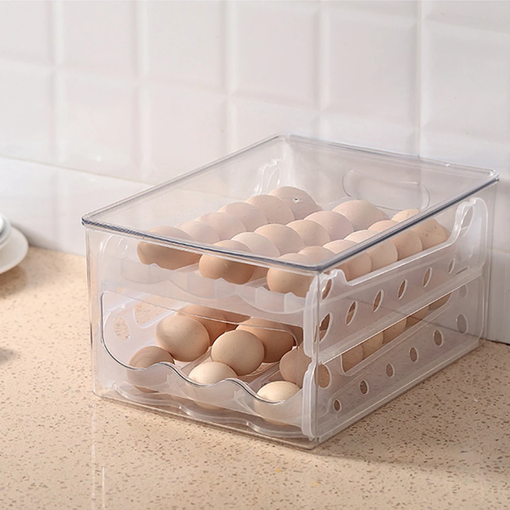 Egg Box 36 Lattice Double Layer Drawer Clear Storage Box Refrigerator Kitchen Automatic Rolling Egg Holder Stackable Container
Egg Box 36 Lattice Double Layer Drawer Clear Storage Box Refrigerator Kitchen Automatic Rolling Egg Holder Stackable Container