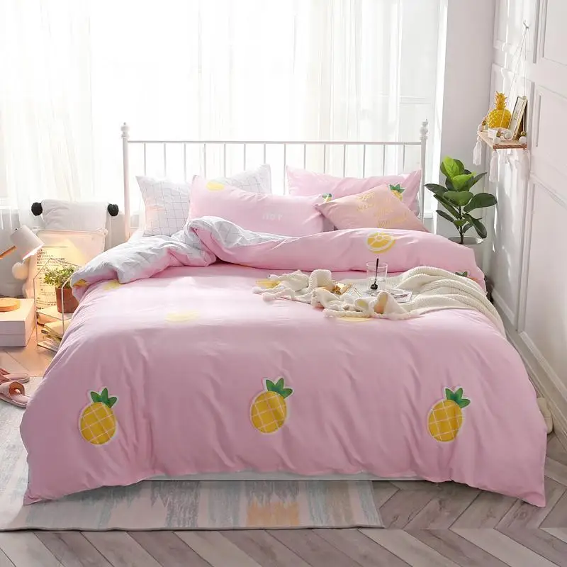 42 100% Cotton pineapple Bedding Set twin Queen King size Bedding Nordic Bed set Duvet Cover fitted sheet set Pillowcases 
42 100% Cotton pineapple Bedding Set twin Queen King size Bedding Nordic Bed set Duvet Cover fitted sheet set Pillowcases