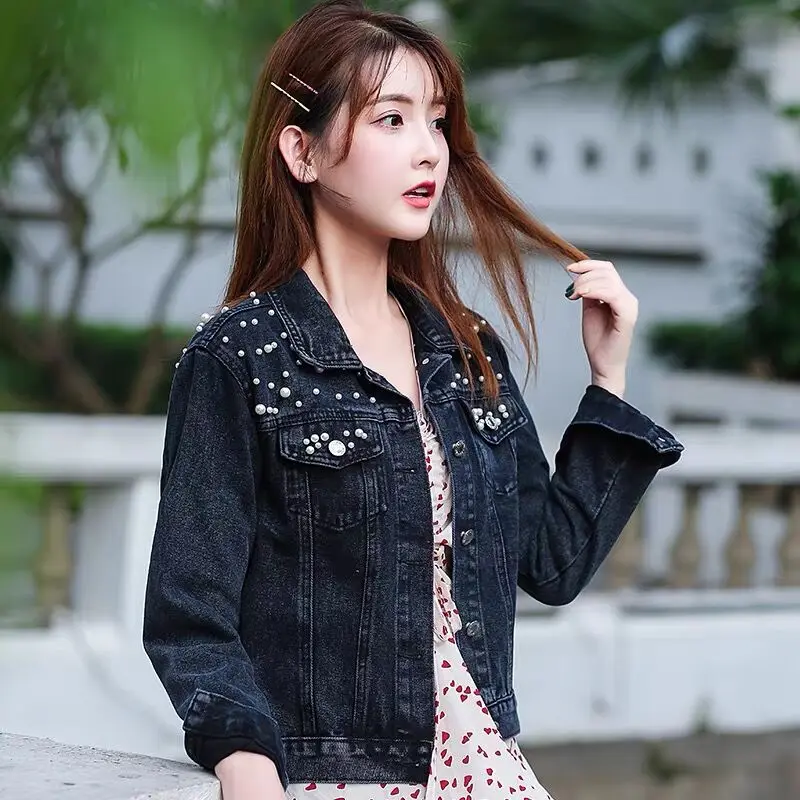 2021 New Spring Pearl Beading Crop Denim Jackets Women 5XL Casual Jeans Bomber Jacket Long Sleeve Denim Coat Korean Plus
2021 New Spring Pearl Beading Crop Denim Jackets Women 5XL Casual Jeans Bomber Jacket Long Sleeve Denim Coat Korean Plus