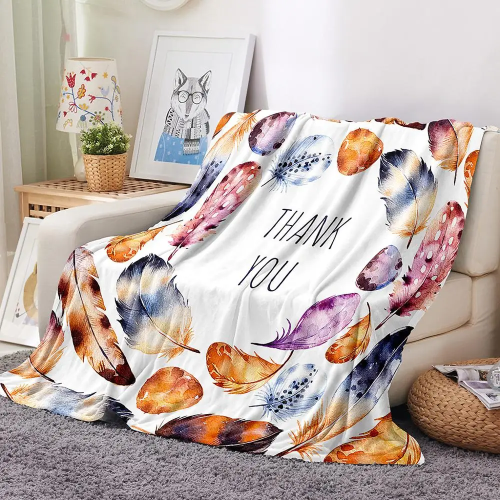 Фото ONGLYP спасибо перо Одеяло Теплые мягкие плюшевые Пледы для диван - купить