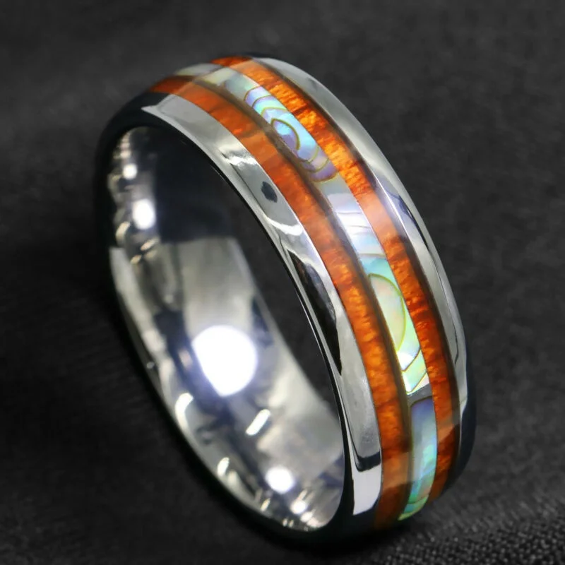 8mm Fashion Men Rings Wood Abalone Shell Anniversary Engagement Wedding Simple Party Gift For Men Rings Accessories 
8mm Fashion Men Rings Wood Abalone Shell Anniversary Engagement Wedding Simple Party Gift For Men Rings Accessories