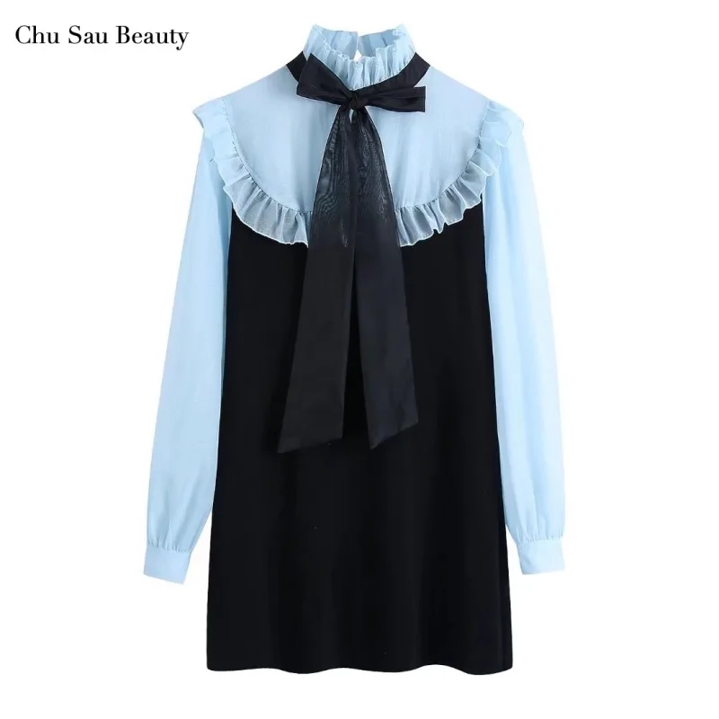 Chu Sau Beauty Women Stitching Knitted Dress French Sweet Laminated Bow Tie Chiffon Ruffle Stitching Fashion Girl Street Style
Chu Sau Beauty Women Stitching Knitted Dress French Sweet Laminated Bow Tie Chiffon Ruffle Stitching Fashion Girl Street Style