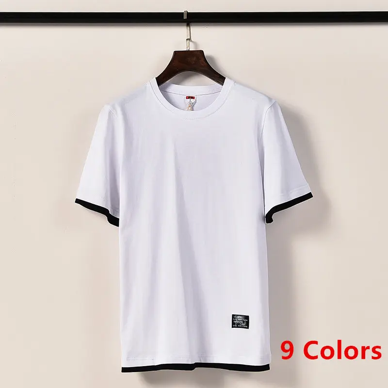 Men's Solid Color O Collared T Shirt 2021 Summer Black White Fake Two Short Sleeve Fashion Cotton Oversized Mens T Shirts 5XL
Men's Solid Color O Collared T Shirt 2021 Summer Black White Fake Two Short Sleeve Fashion Cotton Oversized Mens T Shirts 5XL