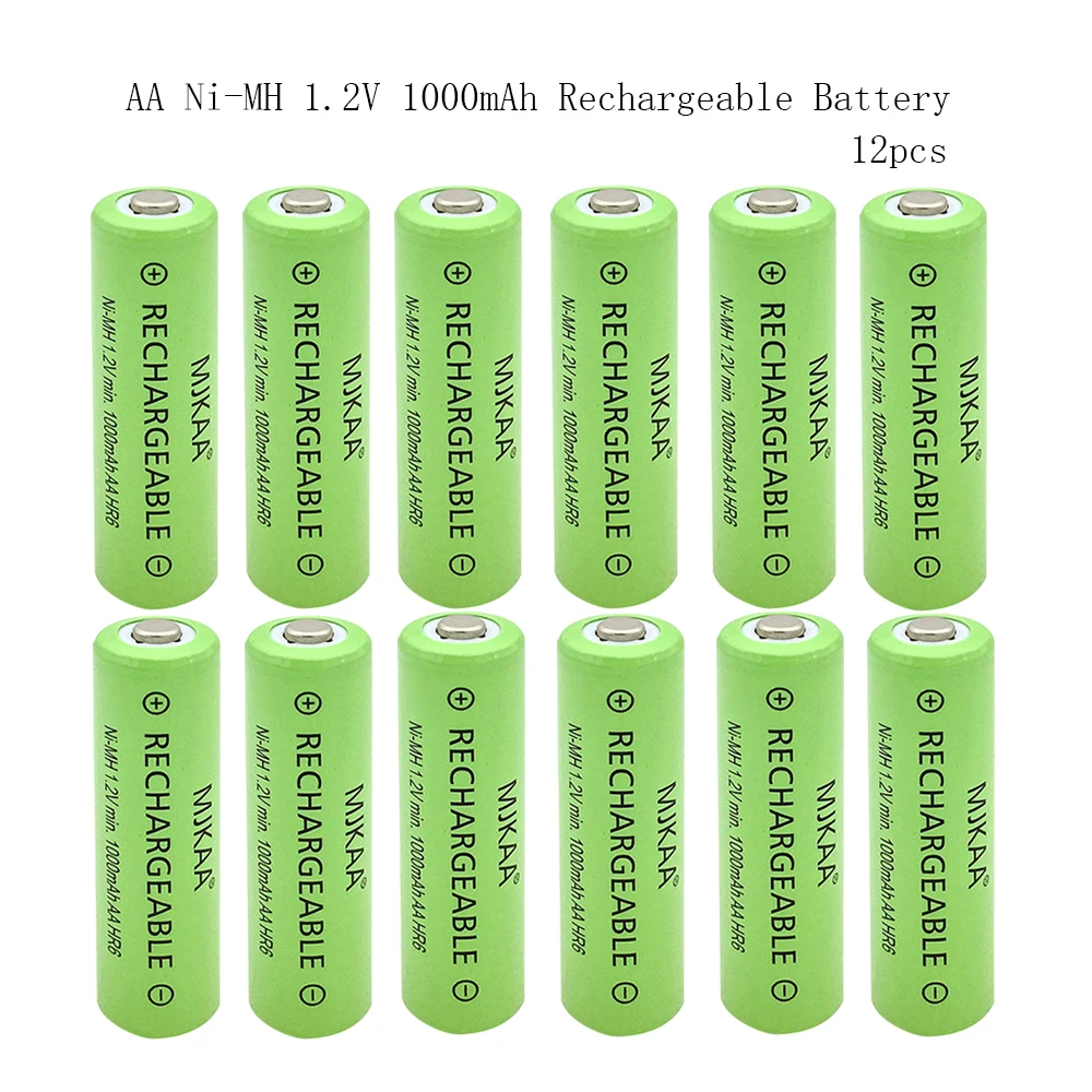 AA 1000mAh 1.2V 12PCS 2A Ni-MH Rechargeable Battery Pre-Charged NIMH Button Top Batteries For Toys
AA 1000mAh 1.2V 12PCS 2A Ni-MH Rechargeable Battery Pre-Charged NIMH Button Top Batteries For Toys