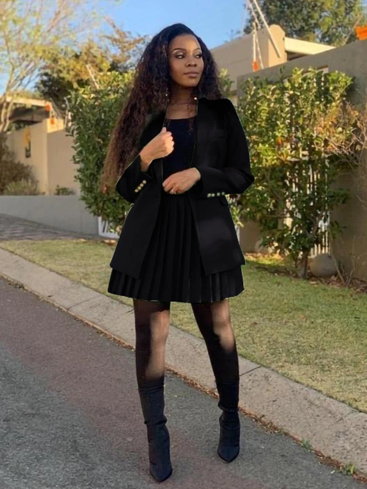 Fanco 2020 Fashion Women Blazer and Pleated Skirt Set Long Sleeve Office Lady Solid Color Two Piece Suit Business Plus Size 3XL 
Fanco 2020 Fashion Women Blazer and Pleated Skirt Set Long Sleeve Office Lady Solid Color Two Piece Suit Business Plus Size 3XL