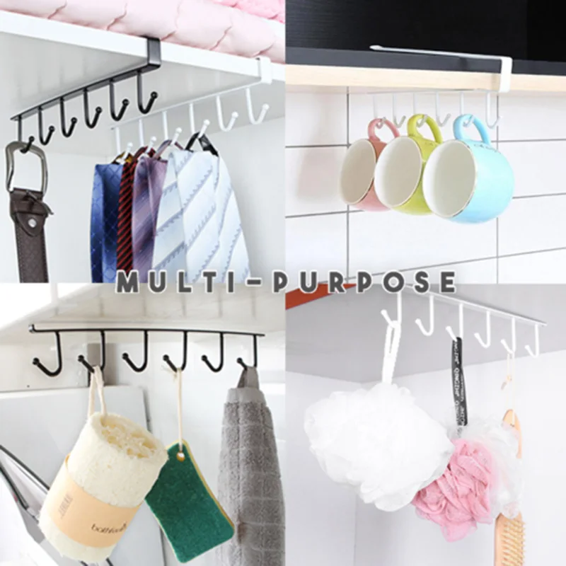 Under-Cabinet Hanger Rack with 6 Hooks Kitchen Cupboard Storage Shelf Hook HFD889
Under-Cabinet Hanger Rack with 6 Hooks Kitchen Cupboard Storage Shelf Hook HFD889