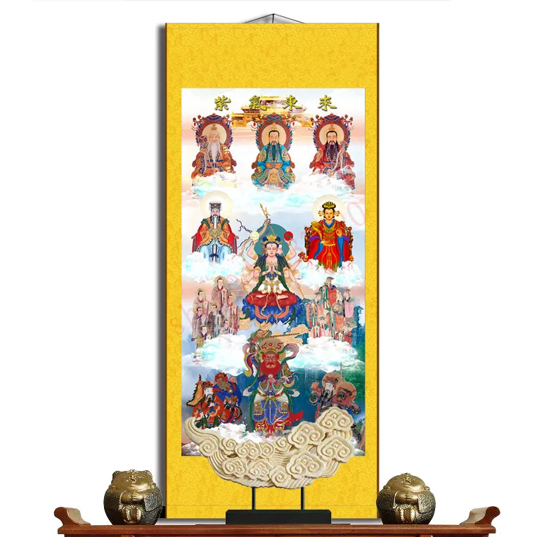 Hongjun Sanqing предки даосских портретов, традиционная китайская живопись, висячая картина, шелковая прокрутка
Hongjun Sanqing предки даосских портретов, традиционная китайская живопись, висячая картина, шелковая прокрутка
