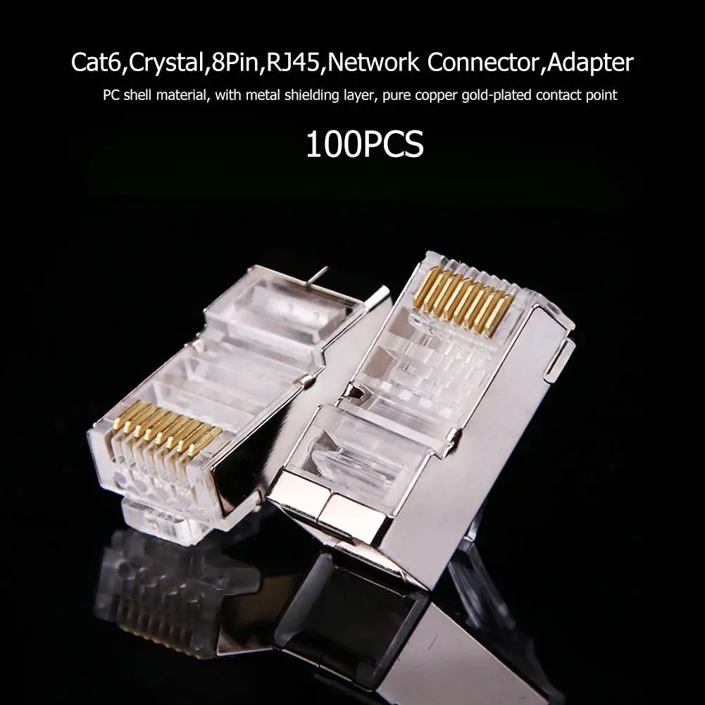 100pcs Cat6 Crystal 8Pin RJ45 Modular Plug Network Connector Adapter Plugs Splitter Cable Double Ports Plug Adapter
100pcs Cat6 Crystal 8Pin RJ45 Modular Plug Network Connector Adapter Plugs Splitter Cable Double Ports Plug Adapter
