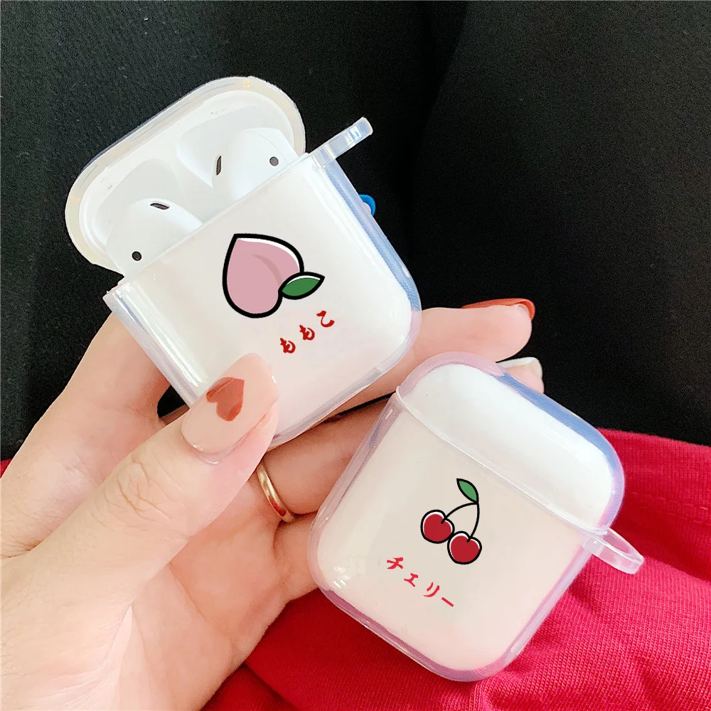 Чехол для наушников Airpods 2 1 прозрачный мягкий защитный чехол с милыми фруктами