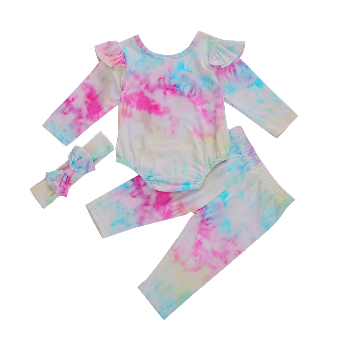 AA 3Pcs Baby Autumn Outfits Tie-Dye Round-Collar Ruffle Long-Sleeves Romper+Pants+Bow Hairband Outfit for Toddler Girl Clothing
AA 3Pcs Baby Autumn Outfits Tie-Dye Round-Collar Ruffle Long-Sleeves Romper+Pants+Bow Hairband Outfit for Toddler Girl Clothing