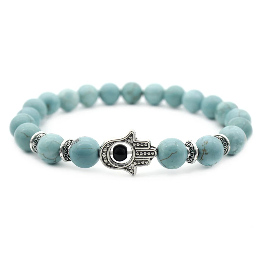 European And American Fashion Exaggerated Jewelry 8mm Turquoise Fatima Hand Bracelet
European And American Fashion Exaggerated Jewelry 8mm Turquoise Fatima Hand Bracelet