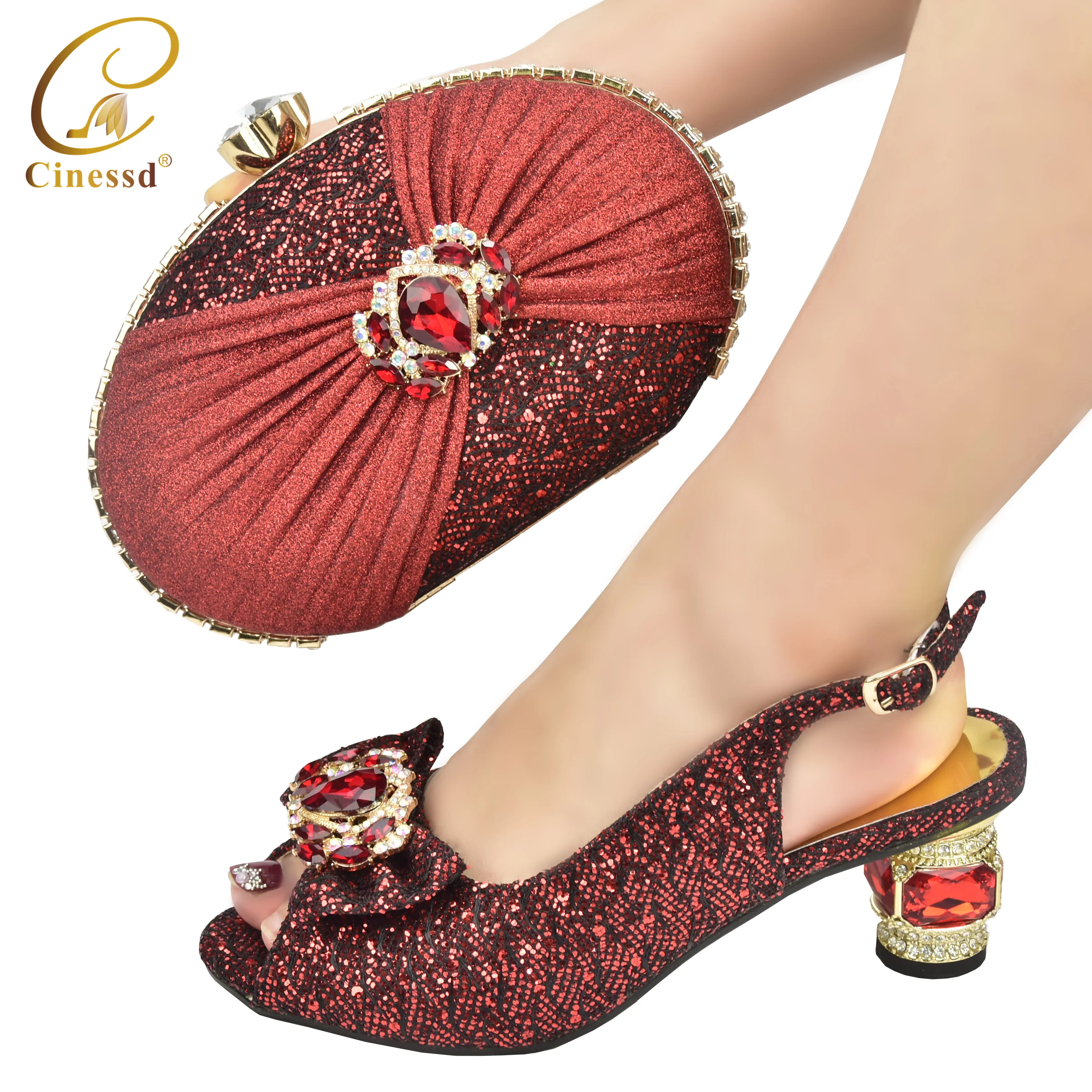 Shoes and Bag Set African Sets Wine Color Italian Ladies Shoe and Bag Set Decorated with Rhinestone Nigerian Shoes
Shoes and Bag Set African Sets Wine Color Italian Ladies Shoe and Bag Set Decorated with Rhinestone Nigerian Shoes
