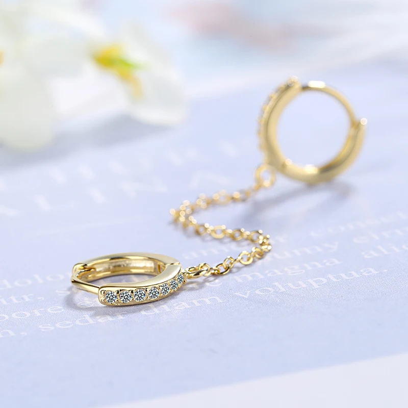 Women's Classic Two Ear Hole Piercing Hoop Earrings Chain Tassel Double Golden/White Crystal Simple Bohemia Earring Jewelry Gift
Women's Classic Two Ear Hole Piercing Hoop Earrings Chain Tassel Double Golden/White Crystal Simple Bohemia Earring Jewelry Gift
