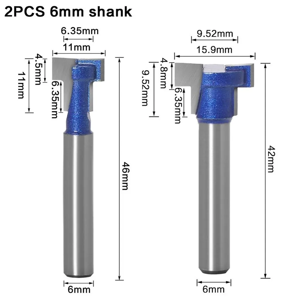 2pcs 6mm 1/4\" Wood Router Bit Shank T-slot Alloy Keyhole Slotting Milling Cutter Wood Slotted Keyhole Cutter Screw Hole Tool
2pcs 6mm 1/4\" Wood Router Bit Shank T-slot Alloy Keyhole Slotting Milling Cutter Wood Slotted Keyhole Cutter Screw Hole Tool