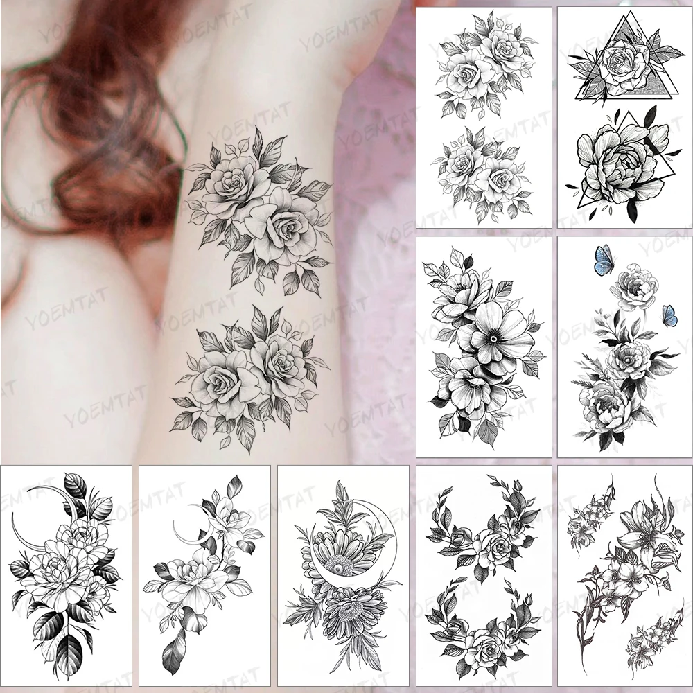 Waterproof Temporary Tattoo Sticker Woman Rose Flower Butterfly Line Flash Tatoo Girl Henna Black Ink Body Art Arm Fake Tatto
Waterproof Temporary Tattoo Sticker Woman Rose Flower Butterfly Line Flash Tatoo Girl Henna Black Ink Body Art Arm Fake Tatto
