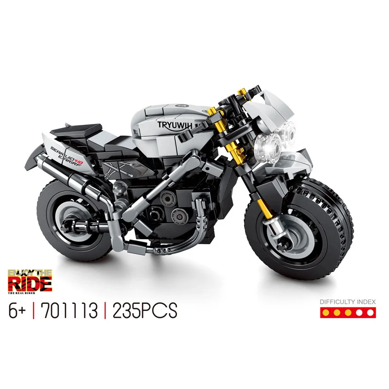 Technical britain Triumph frog motorcycle building block motor vehicle model steam assembly bricks educational toy collection
Technical britain Triumph frog motorcycle building block motor vehicle model steam assembly bricks educational toy collection
