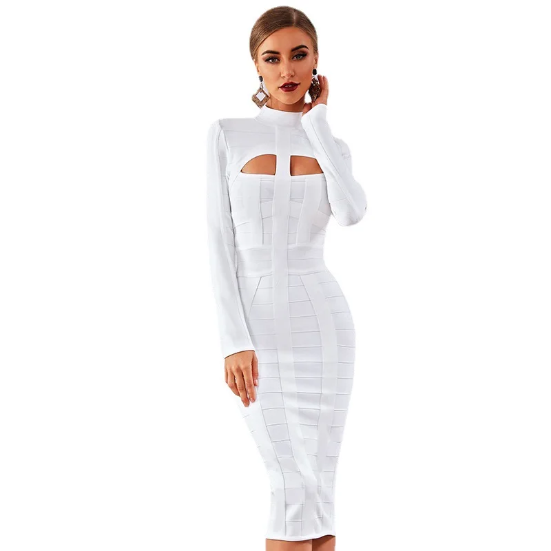 New ins sexy open chest long sleeve annual meeting dress high collar slim bandage dress
New ins sexy open chest long sleeve annual meeting dress high collar slim bandage dress
