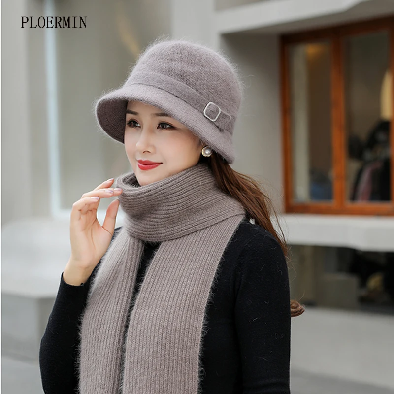 New Women Winter Wool Hat Thick Keep Warm Plus Velvet Hat Scarf Set Fashion Hat For Women Elegant Rabbit Fur Knitted Bucket Hat
New Women Winter Wool Hat Thick Keep Warm Plus Velvet Hat Scarf Set Fashion Hat For Women Elegant Rabbit Fur Knitted Bucket Hat
