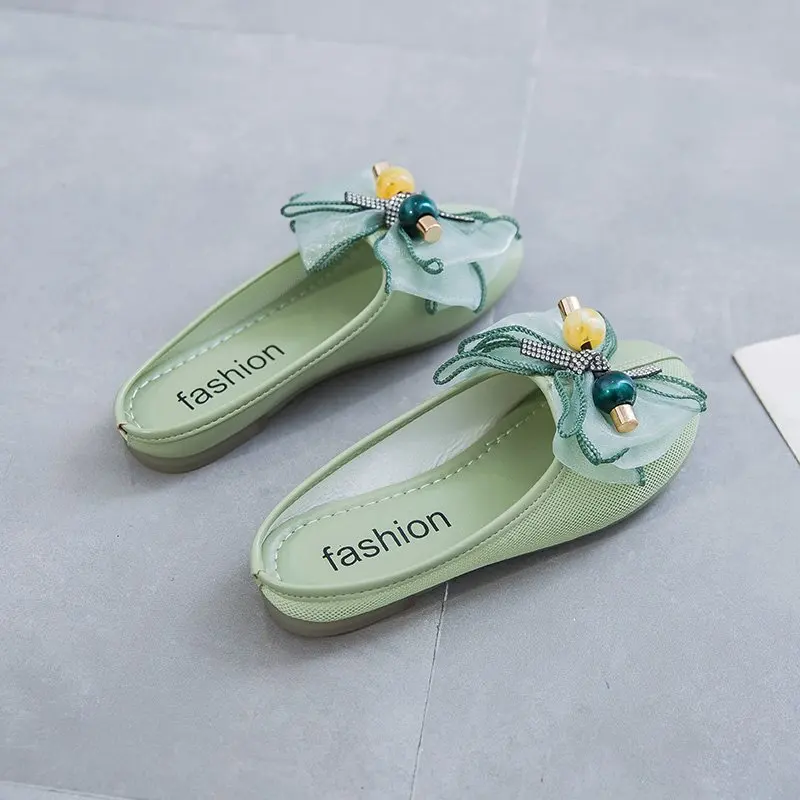 Korean Version of Rhinestone Baotou Breathable Female One-step Bow Tie Outer Wear Beef Tendon Soft Bottom Flat Half Slippers
Korean Version of Rhinestone Baotou Breathable Female One-step Bow Tie Outer Wear Beef Tendon Soft Bottom Flat Half Slippers