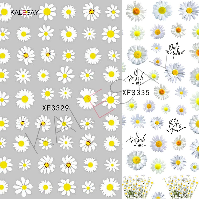 Цветок Маргаритка на ногти искусство Стикеры украшения для маникюра дизайн