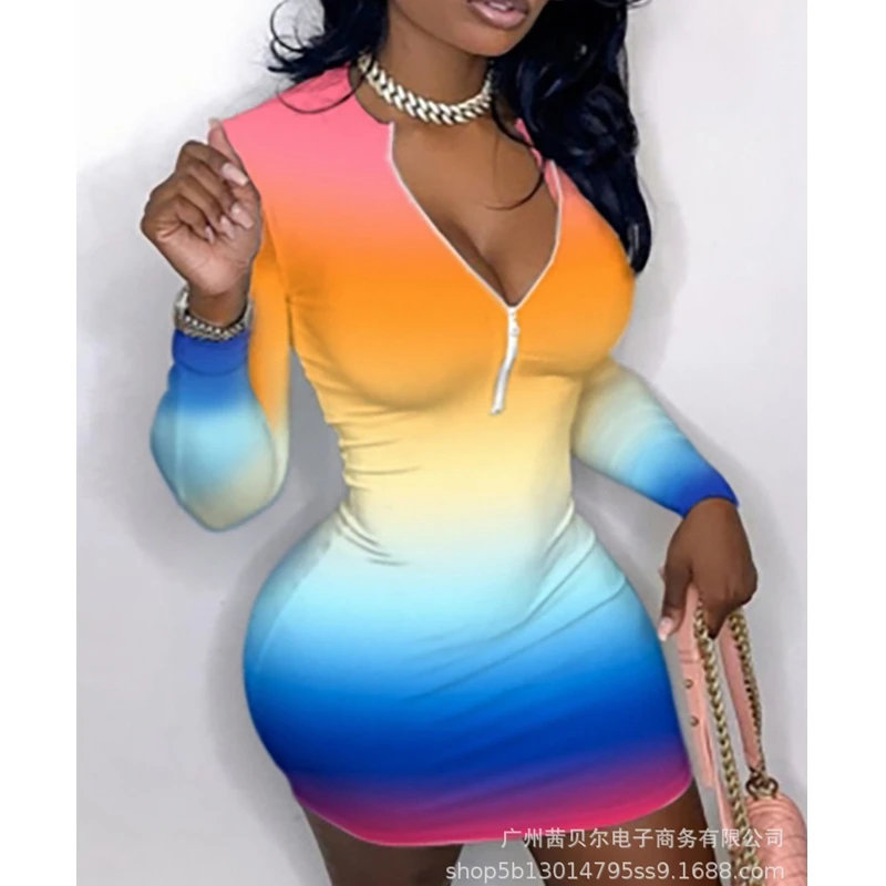 WEPBEL Dress Women's Fashion Slim High Waist Dress Spring and Summer Leisure Tie-Dye Print Long Sleeve V-neck Sexy Mini Dress
WEPBEL Dress Women's Fashion Slim High Waist Dress Spring and Summer Leisure Tie-Dye Print Long Sleeve V-neck Sexy Mini Dress