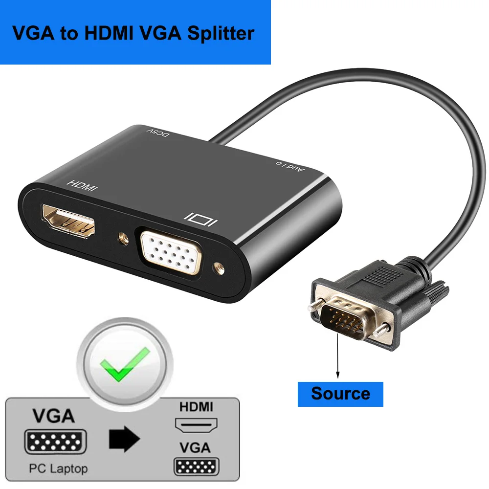 3-в-1 совместимому с HDMI к VGA аудио-видео конвертер разделитель для PS4 Apple ТВ