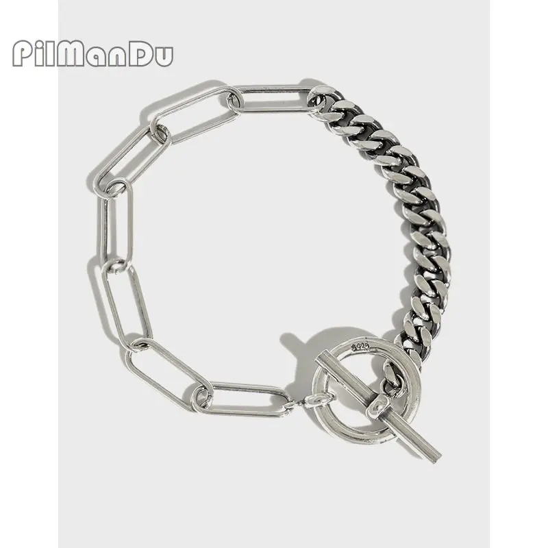PilManDu Cuban Chain Bracelet 100% 925 Silver Women Men's Link Chain Rock Style Accessories Fine Jewelry OT Buckle With Giftbox
PilManDu Cuban Chain Bracelet 100% 925 Silver Women Men's Link Chain Rock Style Accessories Fine Jewelry OT Buckle With Giftbox