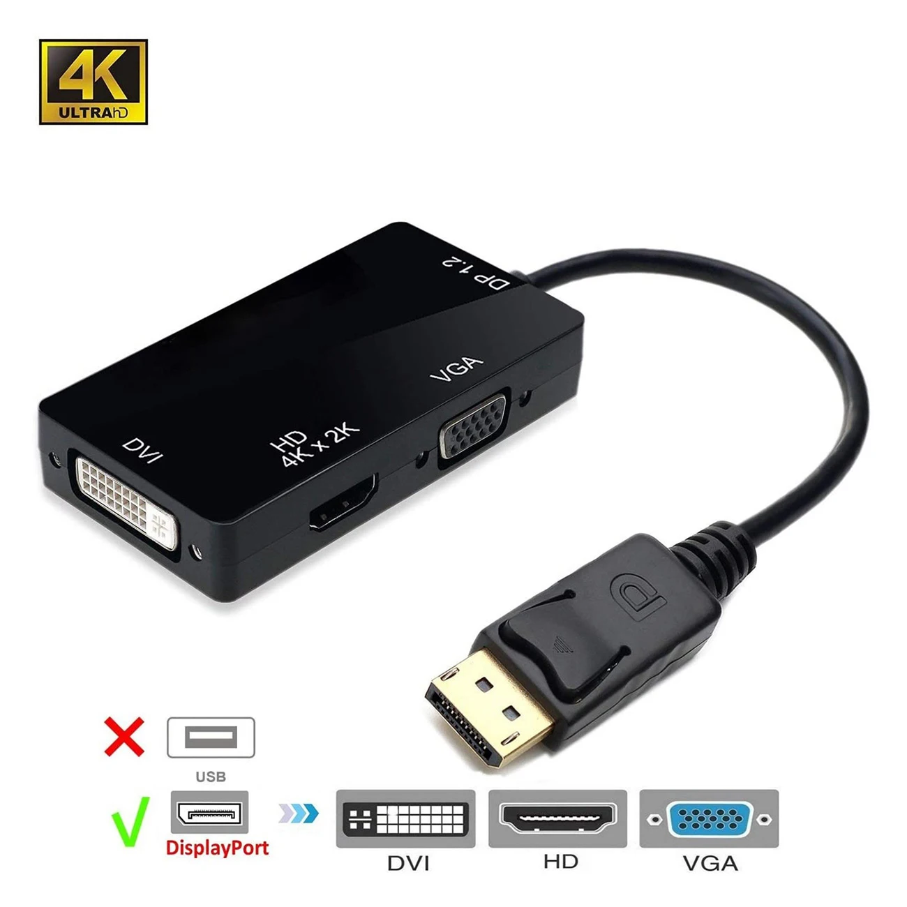 3 In 1 DP to VGA DVI HDMI-Compatible Adapter Displayport Male to 4K HDMI-Compatible DVI Female Converter For PC Laptop
3 In 1 DP to VGA DVI HDMI-Compatible Adapter Displayport Male to 4K HDMI-Compatible DVI Female Converter For PC Laptop