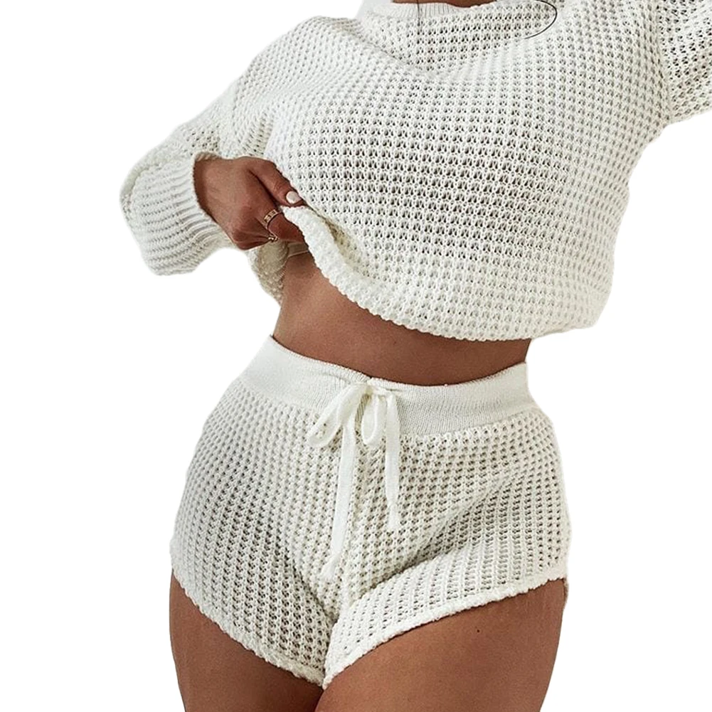 Casual Sexy Knitted Two Piece Set Homewear Women Long Sleeve Crop Top+High Waist Shorts Fashion Vintage Sports Party Outfit
Casual Sexy Knitted Two Piece Set Homewear Women Long Sleeve Crop Top+High Waist Shorts Fashion Vintage Sports Party Outfit