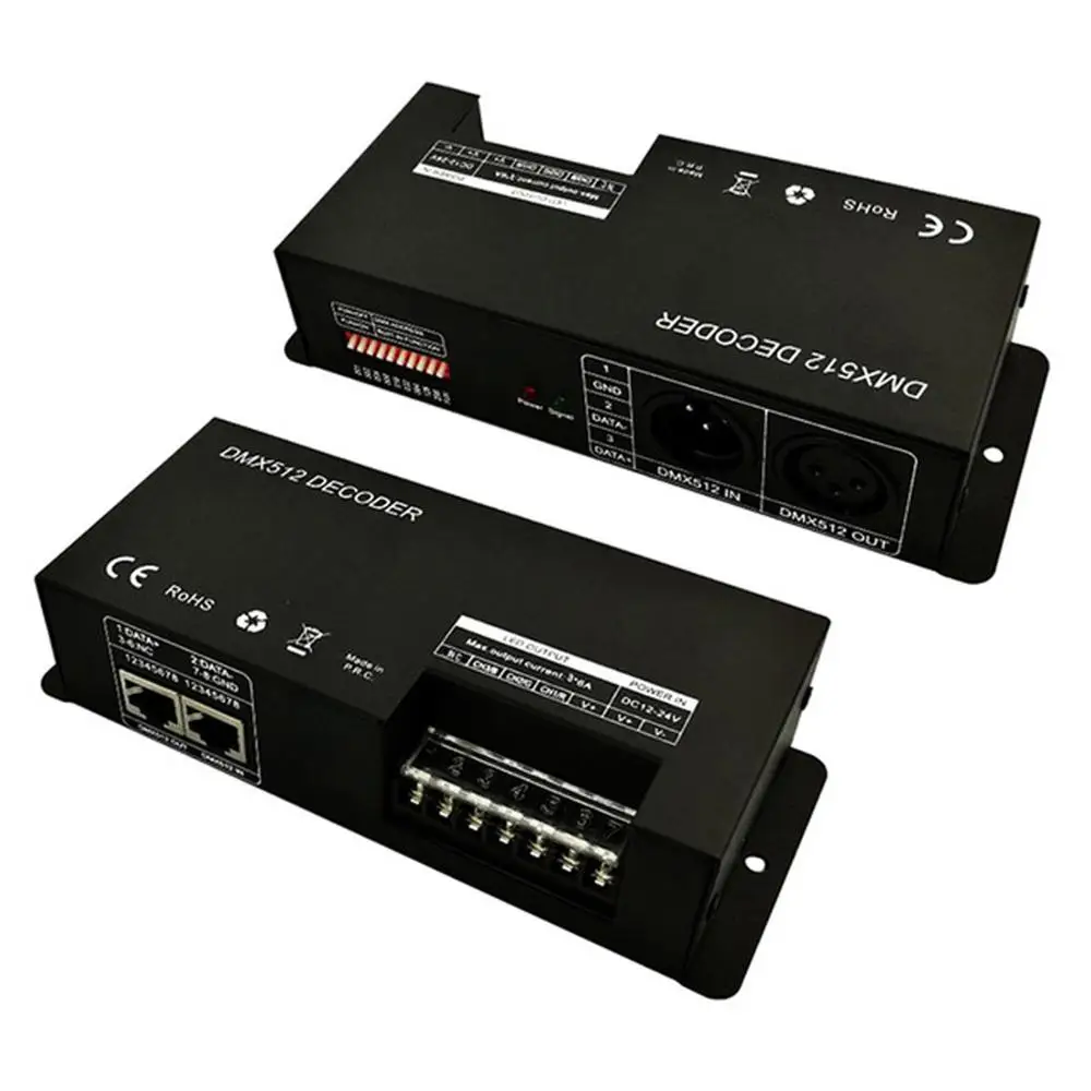 3CH DC12 24V RGB DMX 512 декодер светодиодный контроллер led DMX512 3 канальный * 8A для
