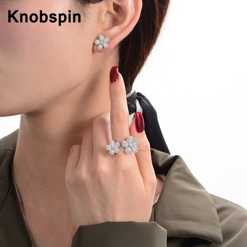 Knobspin 100% 925 Sterling Silver 2*3MM 5A Main Zircon Flower Earring For Women Wedding Engagement Party Fine Jewelry
Knobspin 100% 925 Sterling Silver 2*3MM 5A Main Zircon Flower Earring For Women Wedding Engagement Party Fine Jewelry