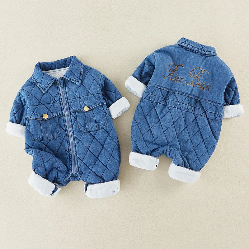 Baby Clothes Autumn Boys And Girls Baby Denim One-piece Romper Foreign Style Romper Cute Outing Thick Hug Single Breasted
Baby Clothes Autumn Boys And Girls Baby Denim One-piece Romper Foreign Style Romper Cute Outing Thick Hug Single Breasted