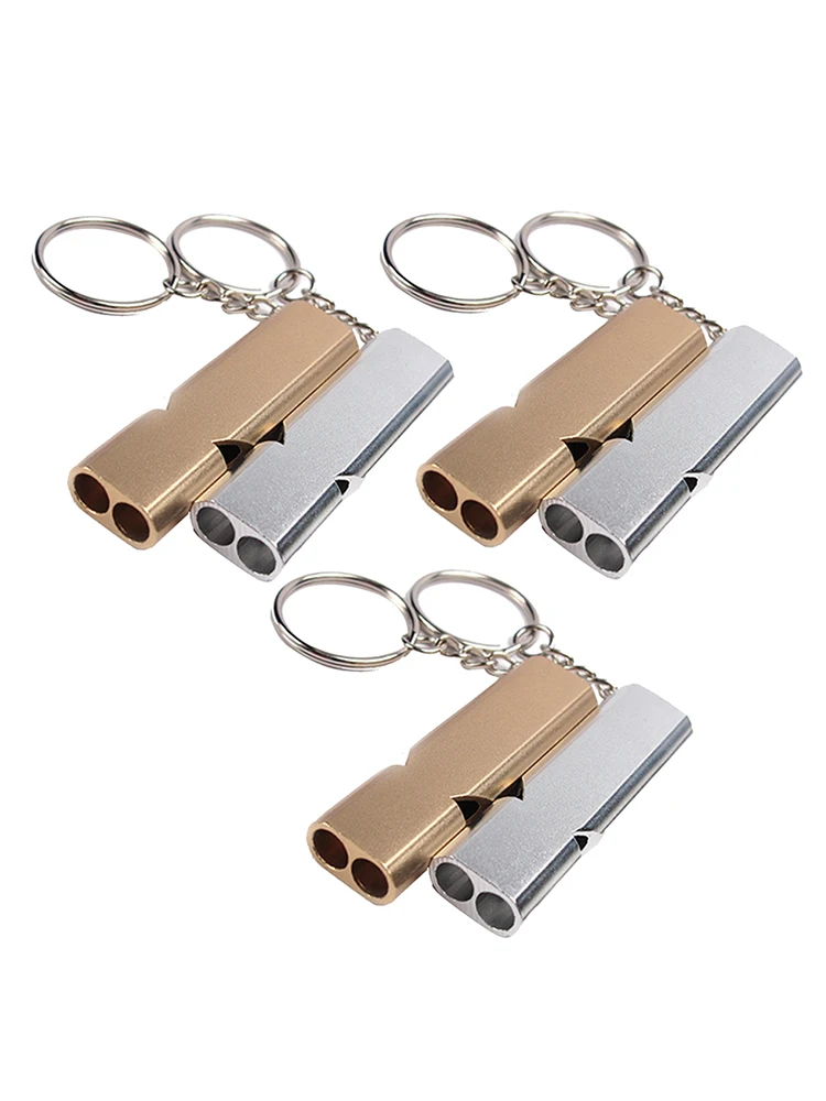 6pcs Double Pipe High Decibel Whistle Aluminum Alloy Emergency Survival Whistle Keychain Camping Hiking Accessory Tools
6pcs Double Pipe High Decibel Whistle Aluminum Alloy Emergency Survival Whistle Keychain Camping Hiking Accessory Tools