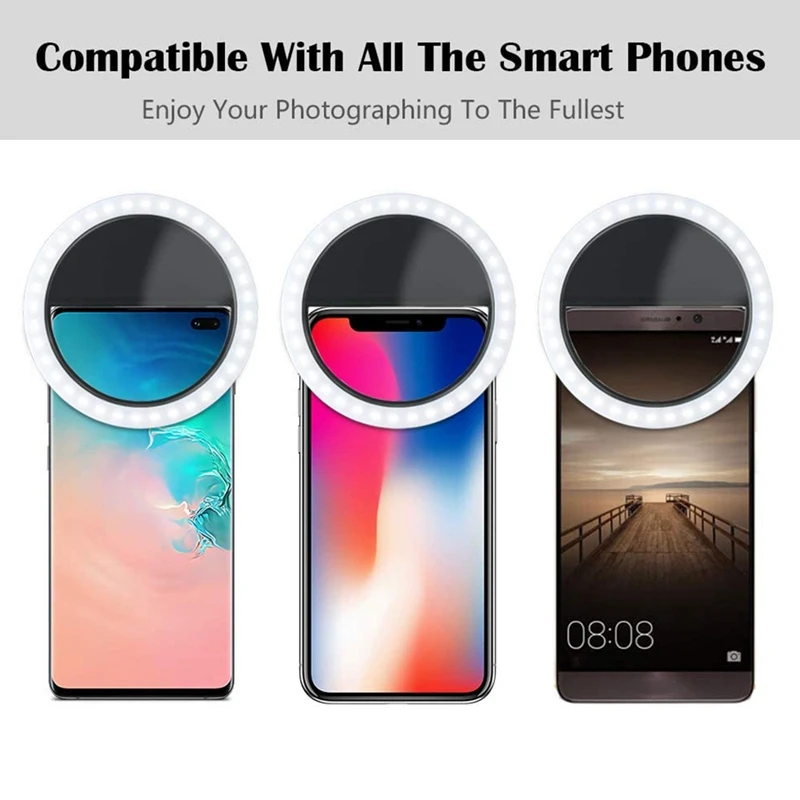 LED Selfie Ring Light Circle Clip-on Selfie Fill Light with 36 Led Bubbles USB Rechargeable for iPhone Smart Phones
LED Selfie Ring Light Circle Clip-on Selfie Fill Light with 36 Led Bubbles USB Rechargeable for iPhone Smart Phones