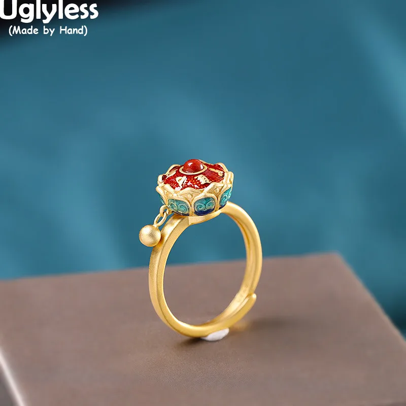 Uglyless Spinning Prayer Wheel Tibet Jewelry for Women Buddhism 6-word Mantra Enamel Lotus Rings Agate Jewelry 925 Silver Ethnic 
Uglyless Spinning Prayer Wheel Tibet Jewelry for Women Buddhism 6-word Mantra Enamel Lotus Rings Agate Jewelry 925 Silver Ethnic