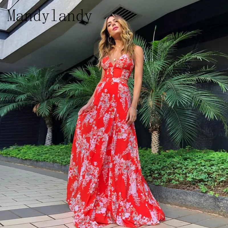 Mandylandy Women's Sexy Floral Print Beach Dress Ladies Elegant Sleeveless V Neck High Waist Corset Party Evening Dress
Mandylandy Women's Sexy Floral Print Beach Dress Ladies Elegant Sleeveless V Neck High Waist Corset Party Evening Dress