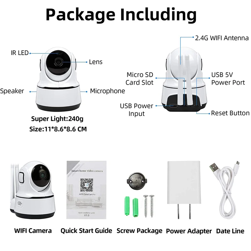 1080P Smart Home WiFi IP Camera Indoor Security Surveillance Motion Detection Securite Cam CCTV 360 PTZ Boby Monitor IP Kamera
1080P Smart Home WiFi IP Camera Indoor Security Surveillance Motion Detection Securite Cam CCTV 360 PTZ Boby Monitor IP Kamera